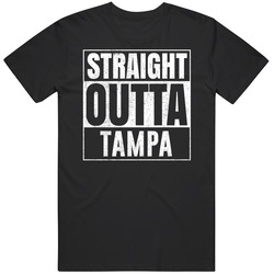 Straight Outta Tampa Florida City Grunge Parody Cool Classic Cotton T Shirt