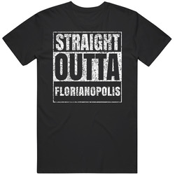 Straight Outta Florianopolis Brazil Distressed Look City Grunge Cool Classic Cotton T Shirt