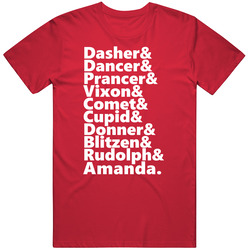 Reindeer Rudolph And Amanda Personalized First Name Holiday Gift Classic Cotton T Shirt