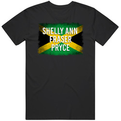 Country Flag Shelly Ann Fraser Pryce Jamaica Track 100 M Olympics Classic Cotton T Shirt