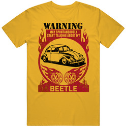Volkswagen Beetle Warning May Start Talking About My Car Worn Look Mens Soft Cotton Tee T Shirt