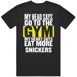 My Heart Says Eat More Snickers Funny Food Gym Mens Soft Cotton Tee T Shirt