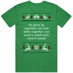 We Grew Up Together Four Christmases Ugly Sweater Mens Soft Cotton Tee T Shirt