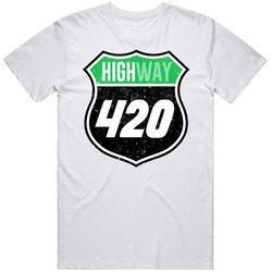 Highway 420 Smoke Pot Weed Cannabis Route Sign Parody Mens Soft Cotton Tee T Shirt
