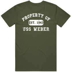 Property Of Uss Weber Established 1943 Us Navy Mens Soft Cotton Tee T Shirt