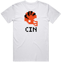 Cincinnati Cin Football Nfl Team Pixelated 8 Bit Logo Fan Mens Soft Cotton Tee T Shirt