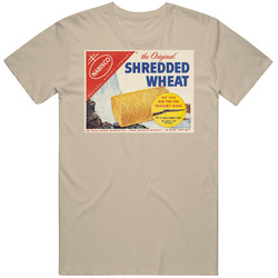 Nabisco Shredded Wheat Box Greatest Cereal Of All Time Breakfast Fan Foodie Mens Soft Cotton Tee T Shirt