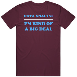 Data Analyst I'm Kind Of A Big Deal Burgundy Job Mens Soft Cotton Tee T Shirt