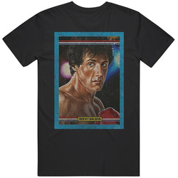 Rocky Balboa Vintage Retro Sports Trading Card Distressed Look Mens Soft Cotton Tee T Shirt