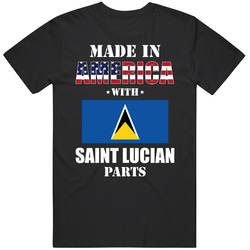 Made In America With Saint Lucian Parts Patriotic Nationality Mens Soft Cotton Tee T Shirt