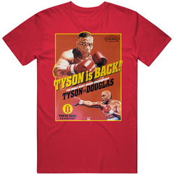 Mike Tyson Is Back Vs Douglas Poster 90s Boxing Legend Fan Mens Soft Cotton Tee T Shirt