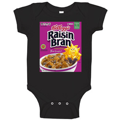 Raisin Bran Box Greatest Cereal Of All Time Breakfast Fan Foodie Unisex Soft Cotton Tee Baby One Piece