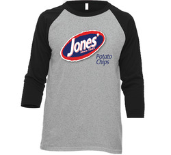 Jones Potato Chips Most Popular Potato Chip Brand Snack Food Lovers Raglan Unisex Soft Cotton Tee Raglan 3/4 Sleeve Shirt
