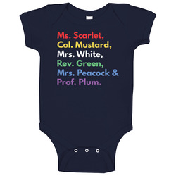 Clue Board Game Murder Mystery Unisex Soft Cotton Tee Baby One Piece