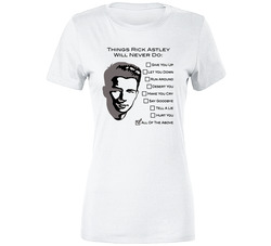 Rick Astley Never Gonna Give You Up Let You Down Music Fan  Premium Unisex Soft Cotton Tee Ladies T Shirt