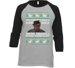 Uncle Lewis Dump Truck Christmas Vacation Ugly Knit Sweatshirt Crewneck Sweatshirt Raglan 3/4 Sleeve Unisex Soft Cotton Tee Raglan 3/4 Sleeve Shirt