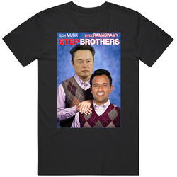 Step Brother Elon Musk Vivek Ramaswamy Dept Of Gov Efficiency Parody Unisex Soft Cotton Tee T Shirt