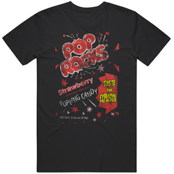 Pop Rocks Strawberry Popping Candy Retro Candy Wrapper Worn Look Unisex Soft Cotton Tee T Shirt