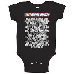 Talladega Nights Dear Lord Baby Jesus Quote Unisex Soft Cotton Tee Baby One Piece