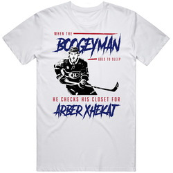 When The Boogeyman Goes To Sleep He Checks For Arber Xhekaj White Unisex Soft Cotton Tee T Shirt