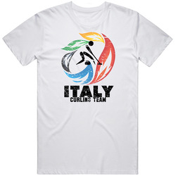 Italy Curling Team 2014 Olympic Sochi Vintage Distressed Unisex Soft Cotton Tee T Shirt