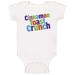 Cinnamon Toast Crunch Logo Greatest Cereal Of All Time Breakfast Fan Foodie Unisex Soft Cotton Tee Baby One Piece