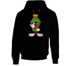 Marvin The Martian Middle Finger Flipping The Bird Looney Toons Worn Look Unisex Soft Cotton Tee Hoodie