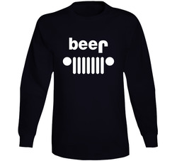 Beer Upside Down Jeep Logo Funny Parody Unisex Soft Cotton Tee Long Sleeve T Shirt
