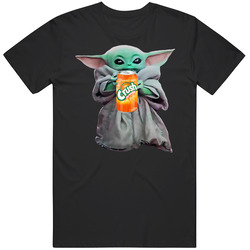 Baby Yoda The Child Mandalorian Orange Crush Soda Pop Drink Unisex Soft Cotton Tee T Shirt
