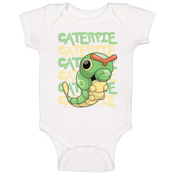 Caterpie Pokemon Love Heart Video Game Cartoon Fan Unisex Soft Cotton Tee Baby One Piece