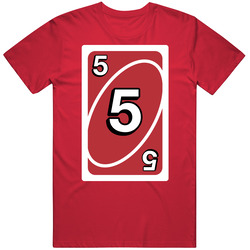 Five 5 Red Uno Card Game Fan Halloween Fancy Dress Unisex Soft Cotton Tee T Shirt