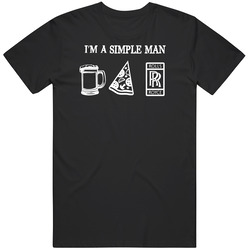 Rolls Royce Simple Man Beer Pizza Car Logo Driving Fan Cool Unisex Soft Cotton Tee T Shirt