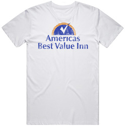 America's Best Value Inn Madison Logo Sign Scary Haunted Motels Worn Look Unisex Soft Cotton Tee T Shirt