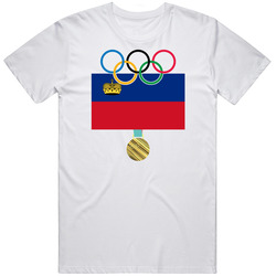 Liechtenstein Pyeongchang 2018 Winter Olympics Flag Gold Medal Unisex Soft Cotton Tee T Shirt
