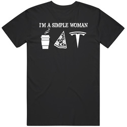 Tesla Simple Woman Coffee Pizza Car Logo Driving Unisex Soft Cotton Tee T Shirt