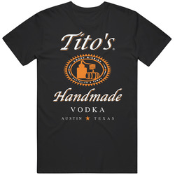 Tito's Handmade Vodka Logo Label Drinking Booze Party Unisex Soft Cotton Tee T Shirt