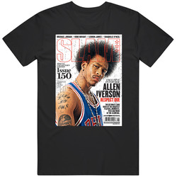 Slam Magazine Issue 150 Allen Iverson Popular Basketball Magazine Grunge Look Unisex Soft Cotton Tee T Shirt