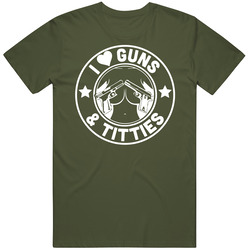 I Heart Love Guns And Titties Funny Unisex Soft Cotton Tee T Shirt