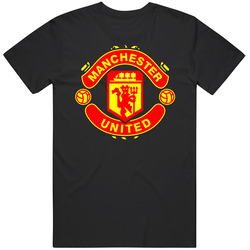 Manchester United Soccer Retro Graphic Unisex Soft Cotton Black Unisex Soft Cotton Tee T Shirt