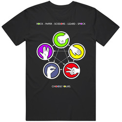 Big Bang Theory Rock Paper Scissor Lizard Spock Standard Adult Black Unisex Unisex Soft Cotton Tee T Shirt Big Bang Theory Rock Paper Scissor Lizard Spock Standard Adult Black Unisex Unisex Soft Cotton Tee T Shirt