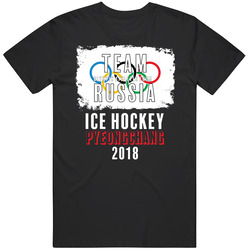 Team Flag Olympic Athletes From Russia Ice Hockey Pyeongchang 2018 Olympic Mens Cotton Tee T Shirt