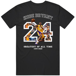 Kobe Bryant Greatest Of All Time Basketball Moments Tribute Los Angeles Number 24 Mens Cotton Tee T Shirt