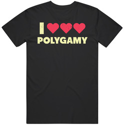 I Heart Polygamy Funny Sharing Love Valentine's Worn Look Mens Cotton Tee T Shirt