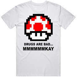 Drugs Are Bad Funny Super Mario Mens Cotton Tee T Shirt