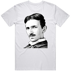Nikola Tesla World Renowned Inventor Scientist Sketch Mens Cotton Tee T Shirt