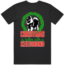 Christmas Is Better With A Keeshond Holiday Custom Dog Breed Gift Mens Cotton Tee T Shirt