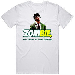 Zombie Eat Flesh White Mens Cotton Tee T Shirt
