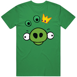 Angry Birds Green King Pig Unisex Vintage Irish Green Mens Cotton Tee T Shirt