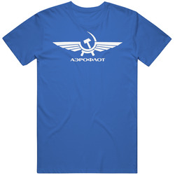Aeroflot Logo Royal Mens Cotton Tee T Shirt