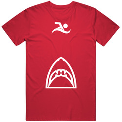 Shark Attack Funny Swimmers Sea Jaws Geek Retro Movie Mens Cotton Tee T Shirt